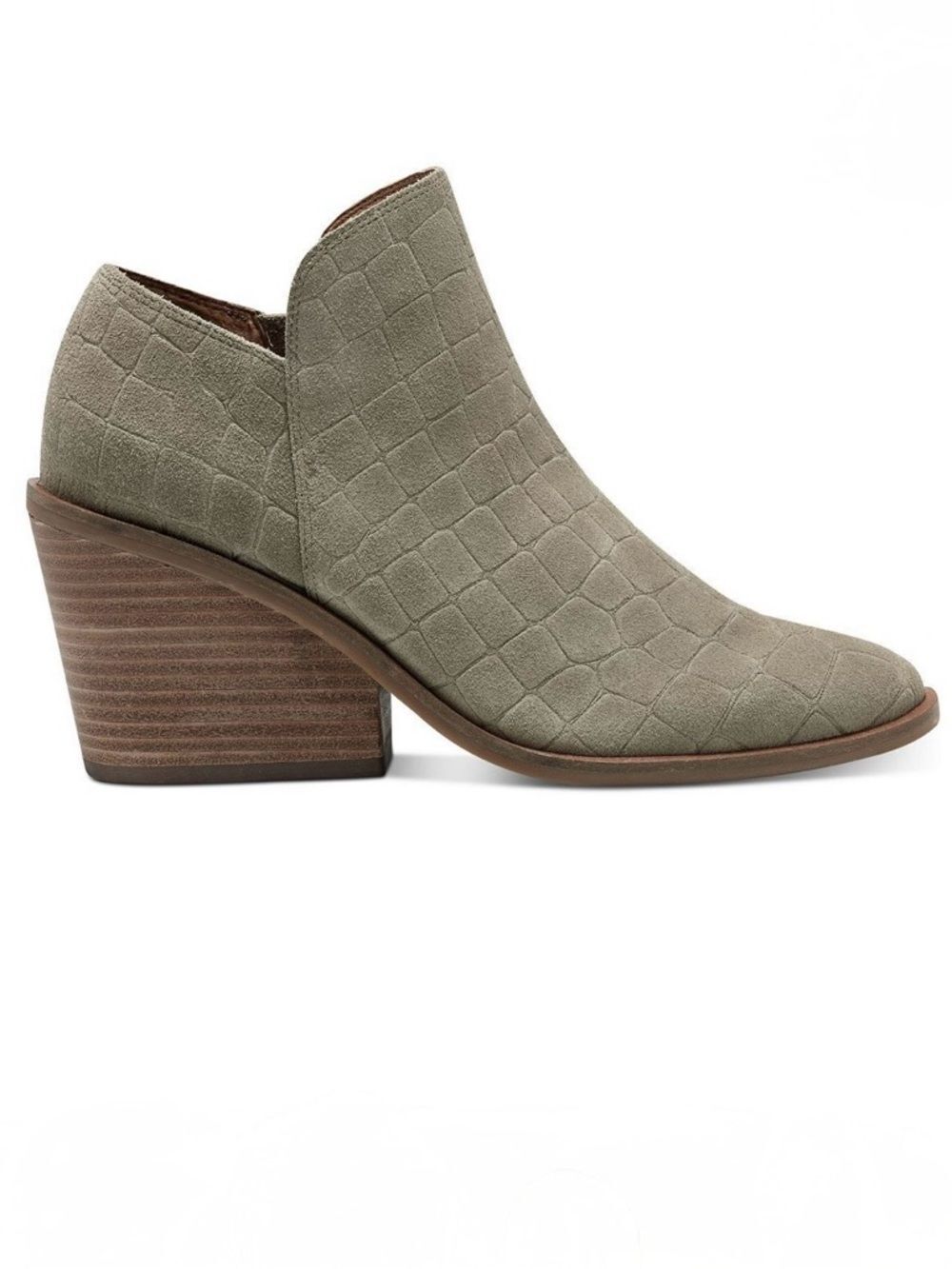 Lucky Brand Suede Saucie Ankle Boots Green Distressed Sz 8 NWT